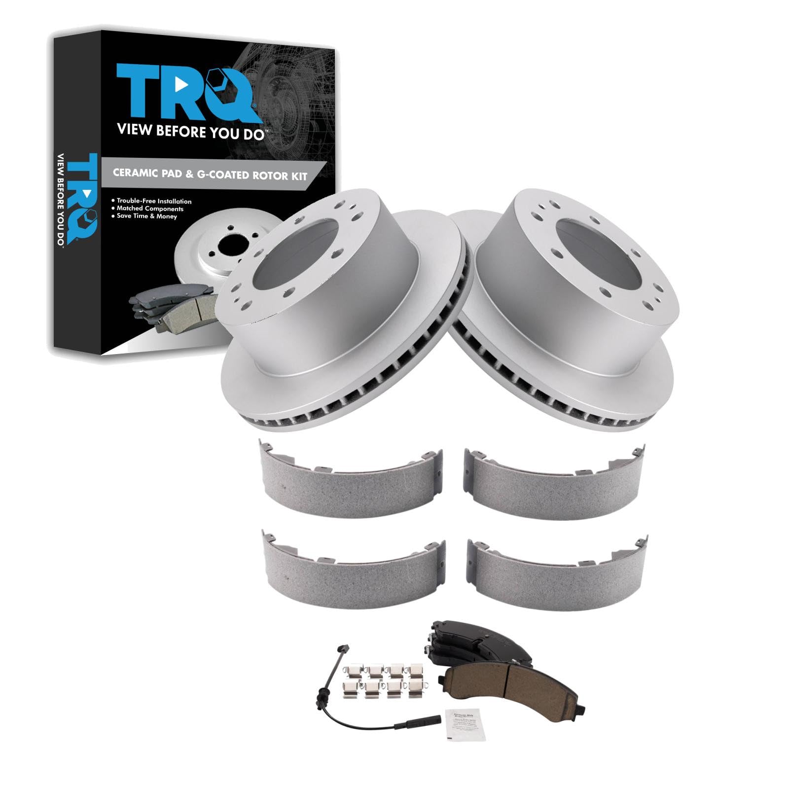 TRQ Rear Brake Pad &amp; Rotor Kit Compatible with 2020-2021 Chevrolet 2020-2022 GMC