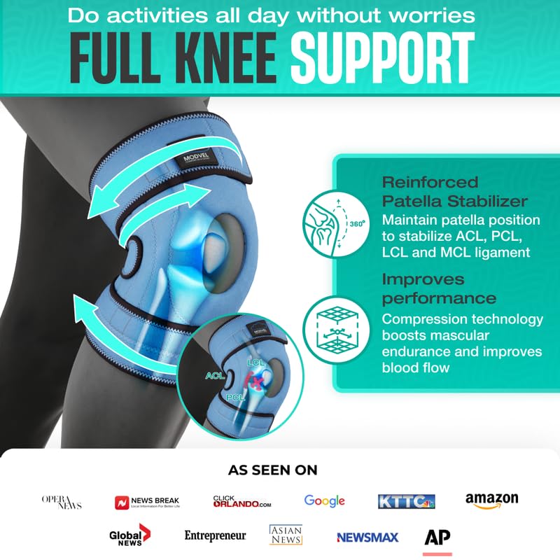 Image of Modvel ELITE Knee Brace for Men & Women - Patella Gel Pads & Side Stabilizers for ACL, Meniscus Tear, Arthritis & Injury Recovery - Maximum Support for Running, Sports & Joint Pain Relief