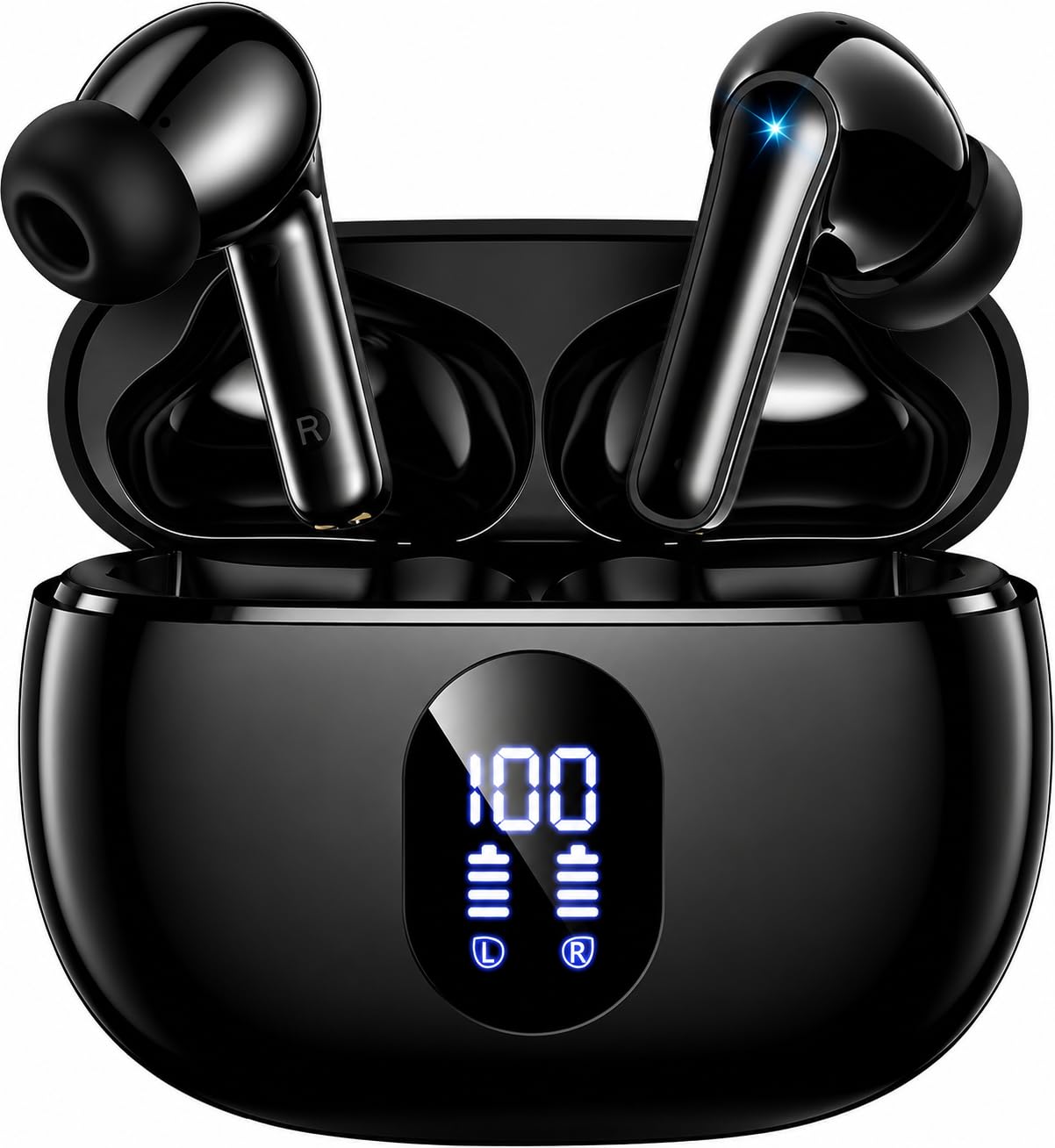 ZZU 2026 Bluetooth Kopfhörer Kabellos Bluetooth 5.4, in Ear Kopfhörer Bluetooth mit 4 ENC Mikrofon, LED Anzeige & 48 Std Spielzeit, HiFi Tiefer Bass, IPX7 Wasserdicht Wireless Earbuds