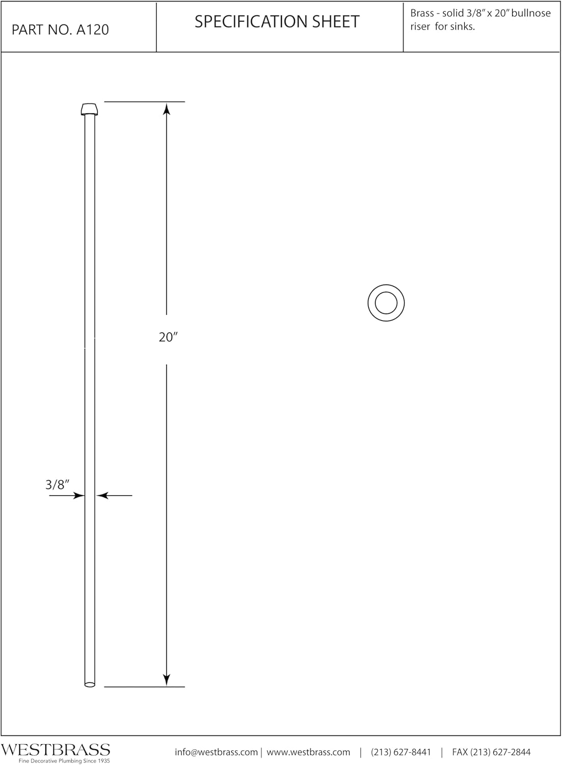Westbrass A120-2-12 3/8" x 20" Bullnose Faucet Supply Riser Line, Oil Rubbed Bronze (2-Pack)