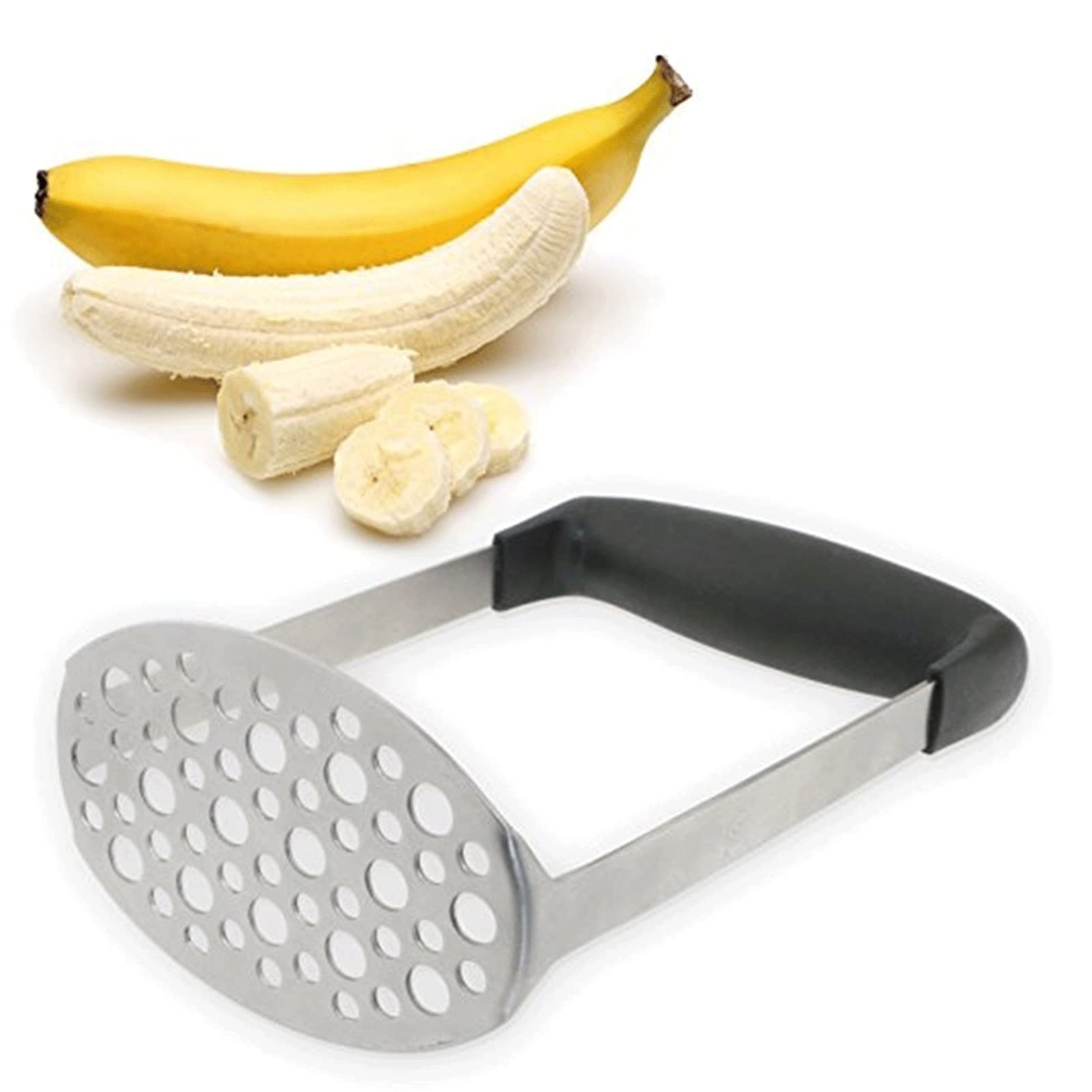 Kartoffelstampfer, Edelstahl-Kartoffelstampfer, Kartoffelpresse für glatten Kartoffelbrei, Gemüse und Obst, Küchenwerkzeug