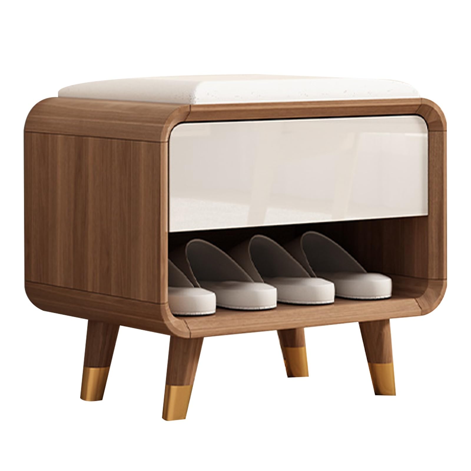 Étagère à chaussures blanche et banc d'assise robuste pour petits espaces