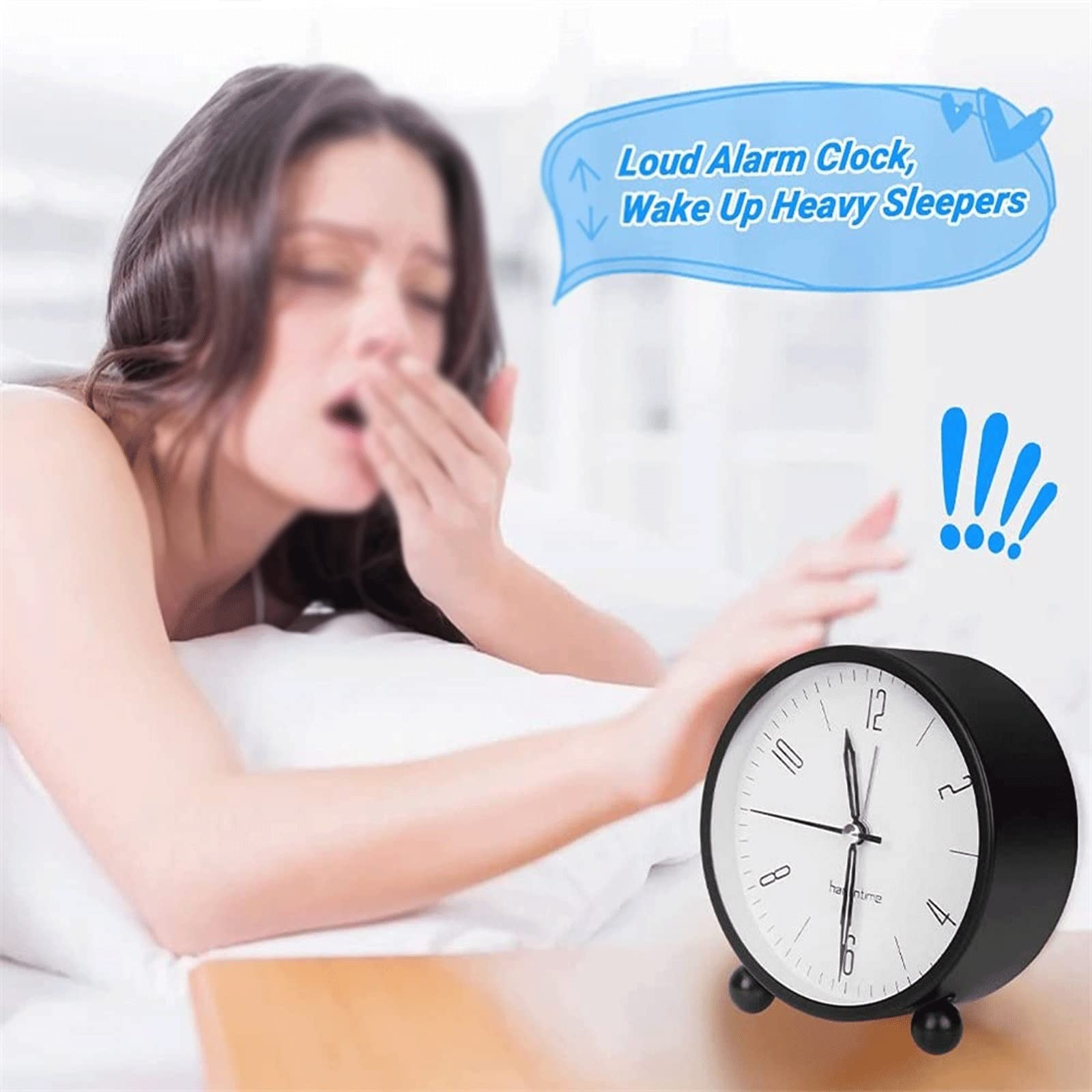 despertador, Mini reloj de cuarzo for estudiantes, a pilas, sin tictac