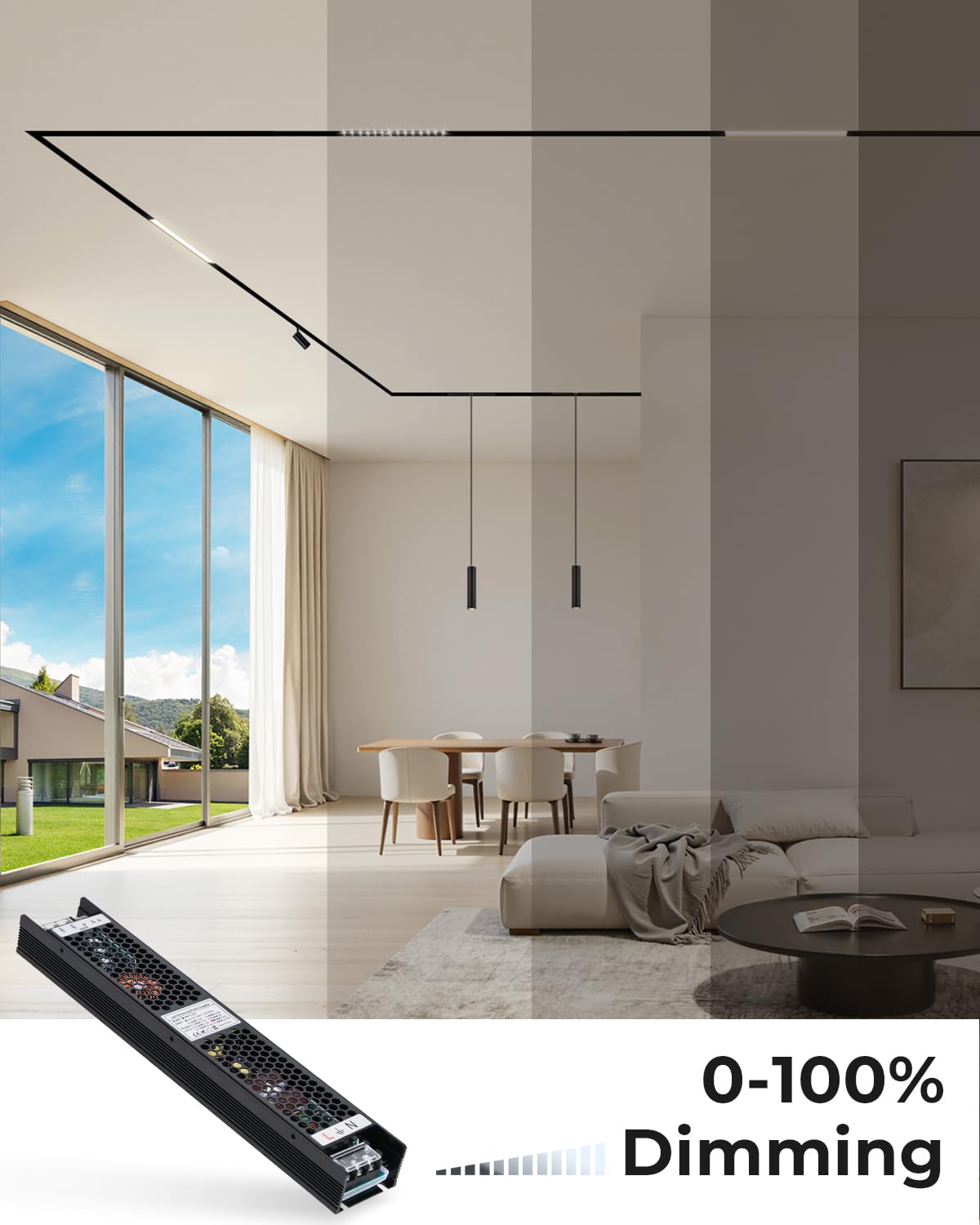 SCON 24V DC Netzteil für Magnetische Schienenbeleuchtung, Treiber für Magnetstromschiene, LED Netztreiber für Einbau Magnet Schienensystem, Aluminium Gehäuse, Kompatibel mit SCON Magnetleuchten