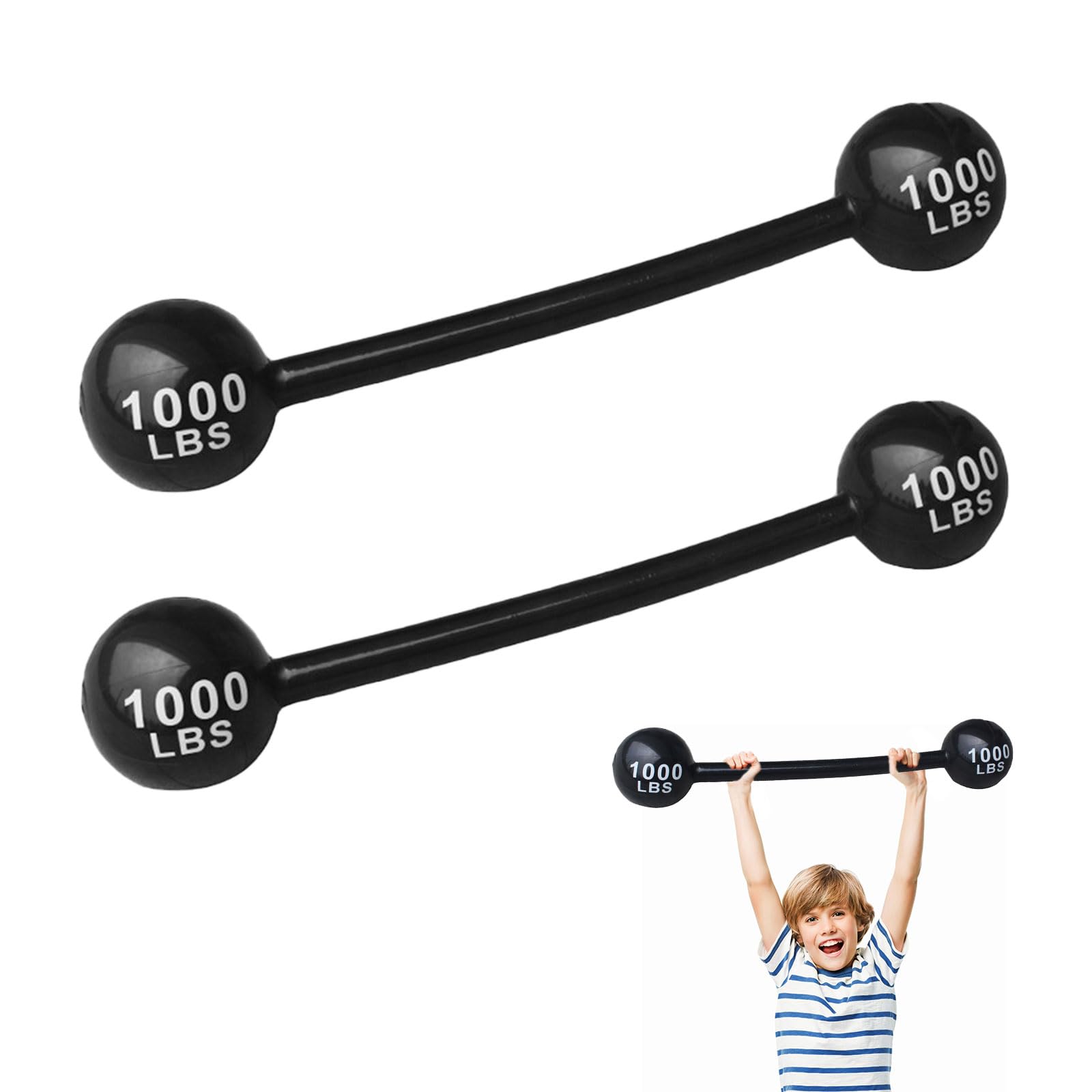 EUPSIIU 2 Pcs Inflatable Dumbbell Children's Dumbbell Toys, Inflatable Barbell Blow Up Weights Dumbbell for Party Sports Toys Interactive Props,for Circus Strongman Fancy Dress Accessory (black)