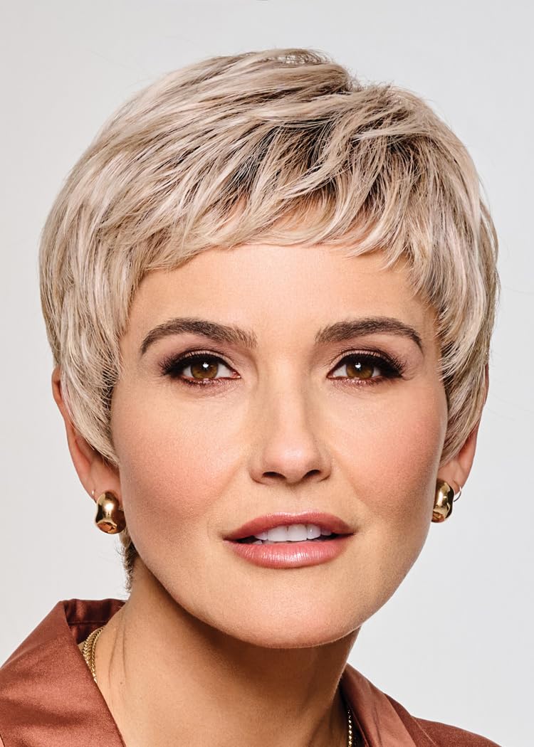 Raquel Welch Straight Chic Short Pixie Boy-Cut Wig by Hairuwear, Petite Average Cap - SS8/12 Shaded Iced Mocha
