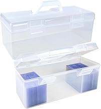 IOKUKI Toploader & Standard Card Storage Box with Handle - Holds 200 Toploader Cards or 750 Regular Cards | Durable Plastic Organizer Case for TCG/CCG, MTG, Collectible Trading Cards - 2 PCS