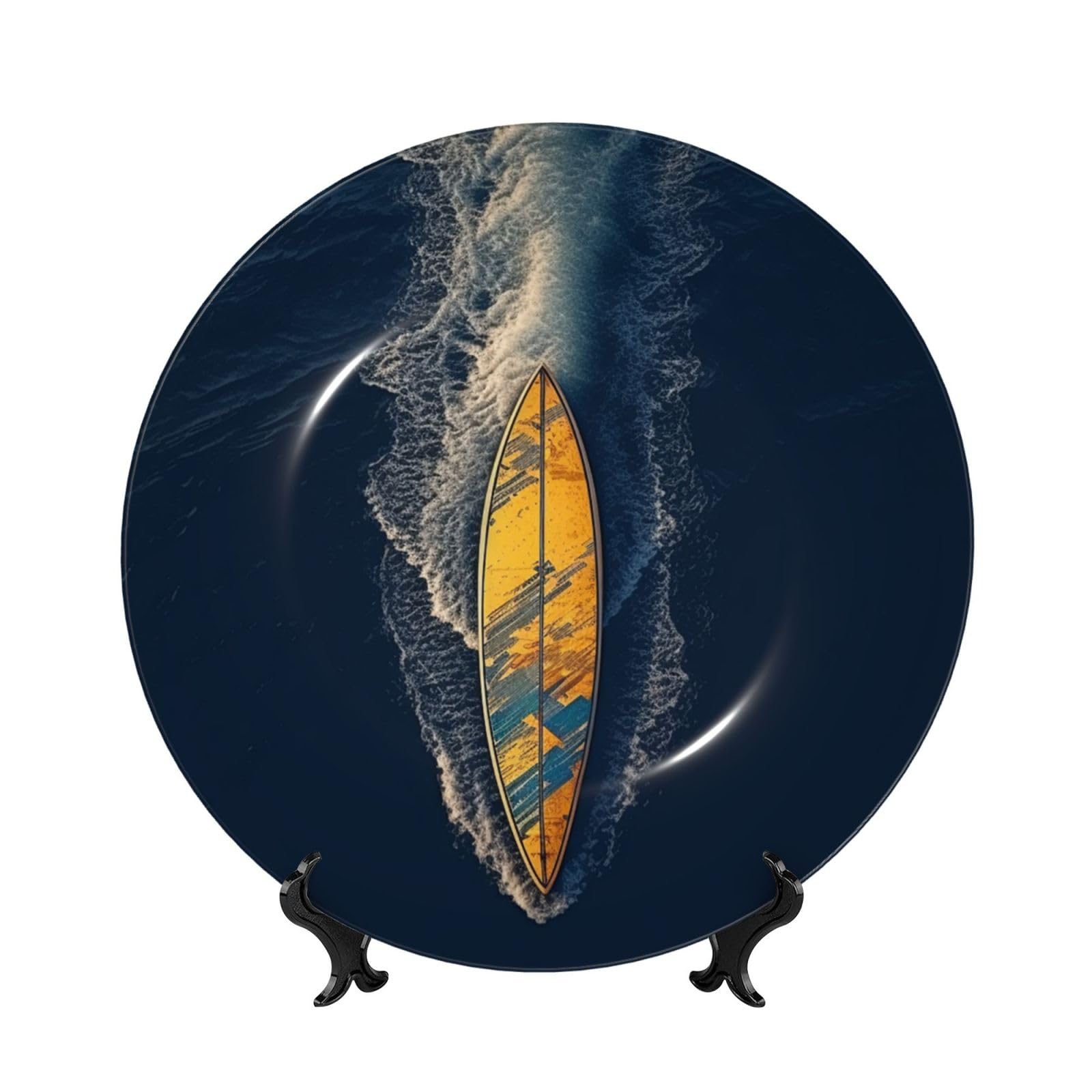 Planche de surf en porcelaine artisanale d'exception décor chic 18cm