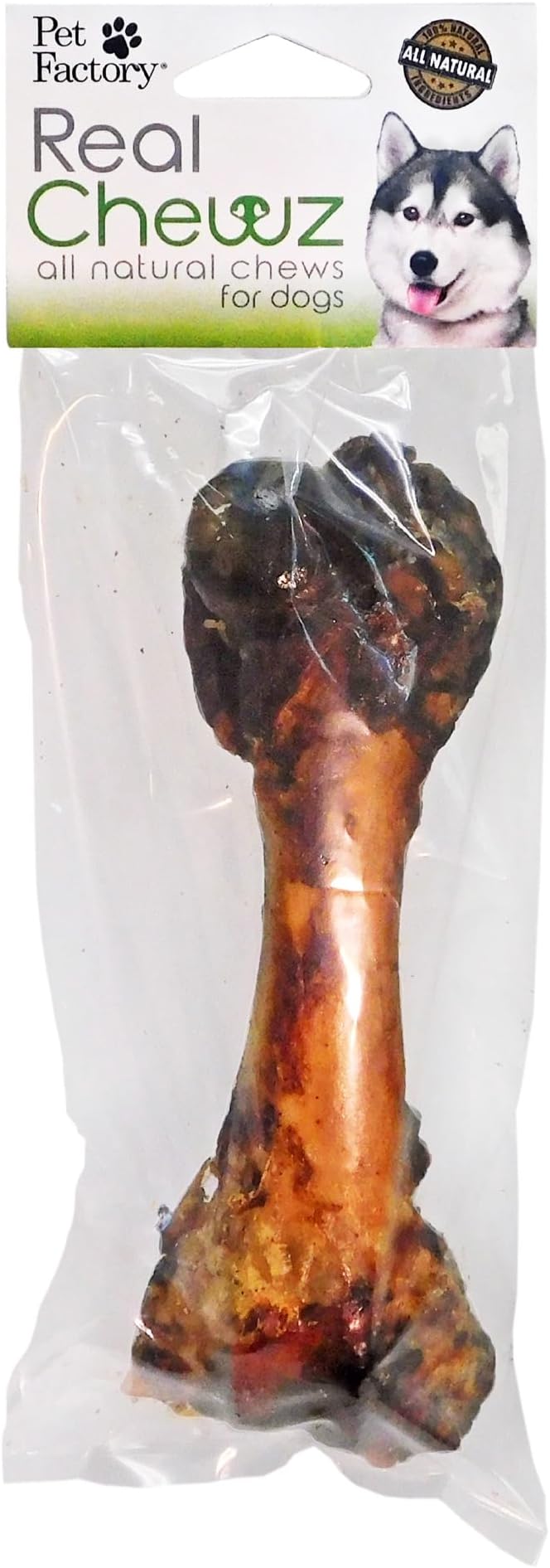 Real Chewz Pork Femur Bone (6-8 inches) - 100% Natural, Oven Baked, Single Ingredient, Long Lasting Dental Chew, for Medium to Large Dog, with No Preservatives, Additives or Fillers