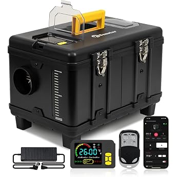 Sunster 8KW Air Diesel Heater Portable Auxiliary Heater with App Adapter Car Portable auxiliary heater app control AC adapter car start-stop ventilation function for trucks vans caravans tents