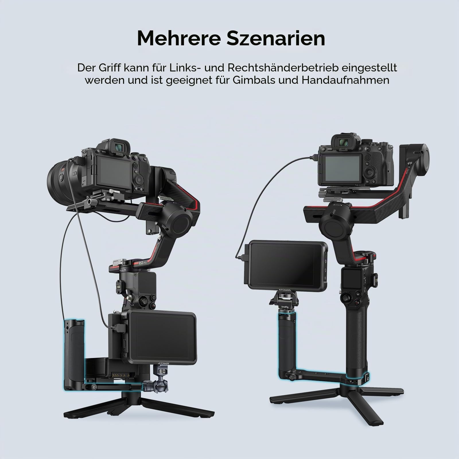 SMALLRIG Side Handle Seitengriff für DJI RS 4 Mini Ronin-S/SC / RS2 / RSC2 / RS 3 / RS 3 Pro/RS 3 Mini/RS 4 / RS 4 Pro & ZHIYUN Crane 2S / 2 / V2 & MOZA Air 2 / AirCorss 2 Kardanringe - 2786C