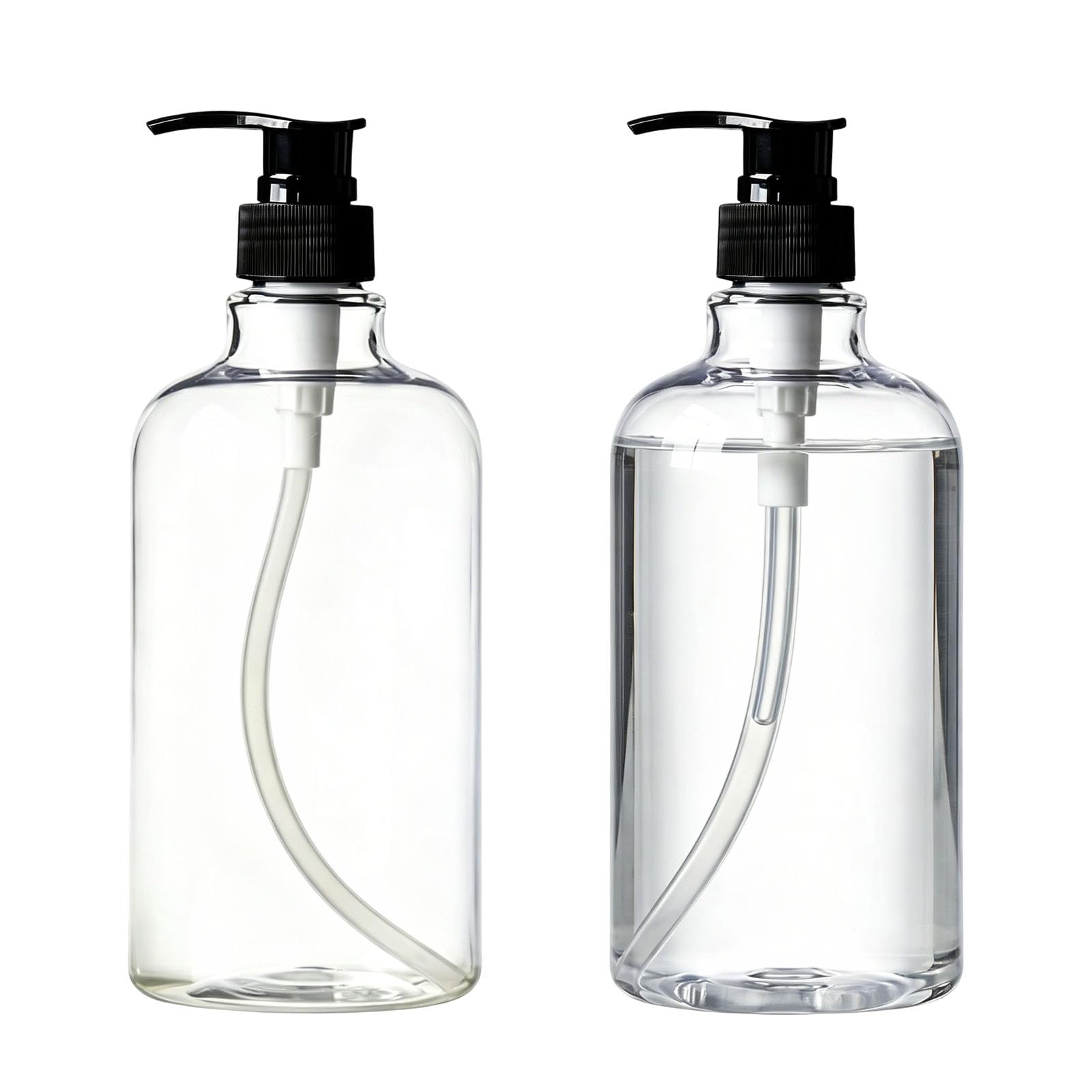 erioctry 2 PZ 500ml 17oz Ricaricabile bottiglia di plastica vuota bottiglie bottiglie contenitori con distributore di pompa per lozione bianca (trasparente)