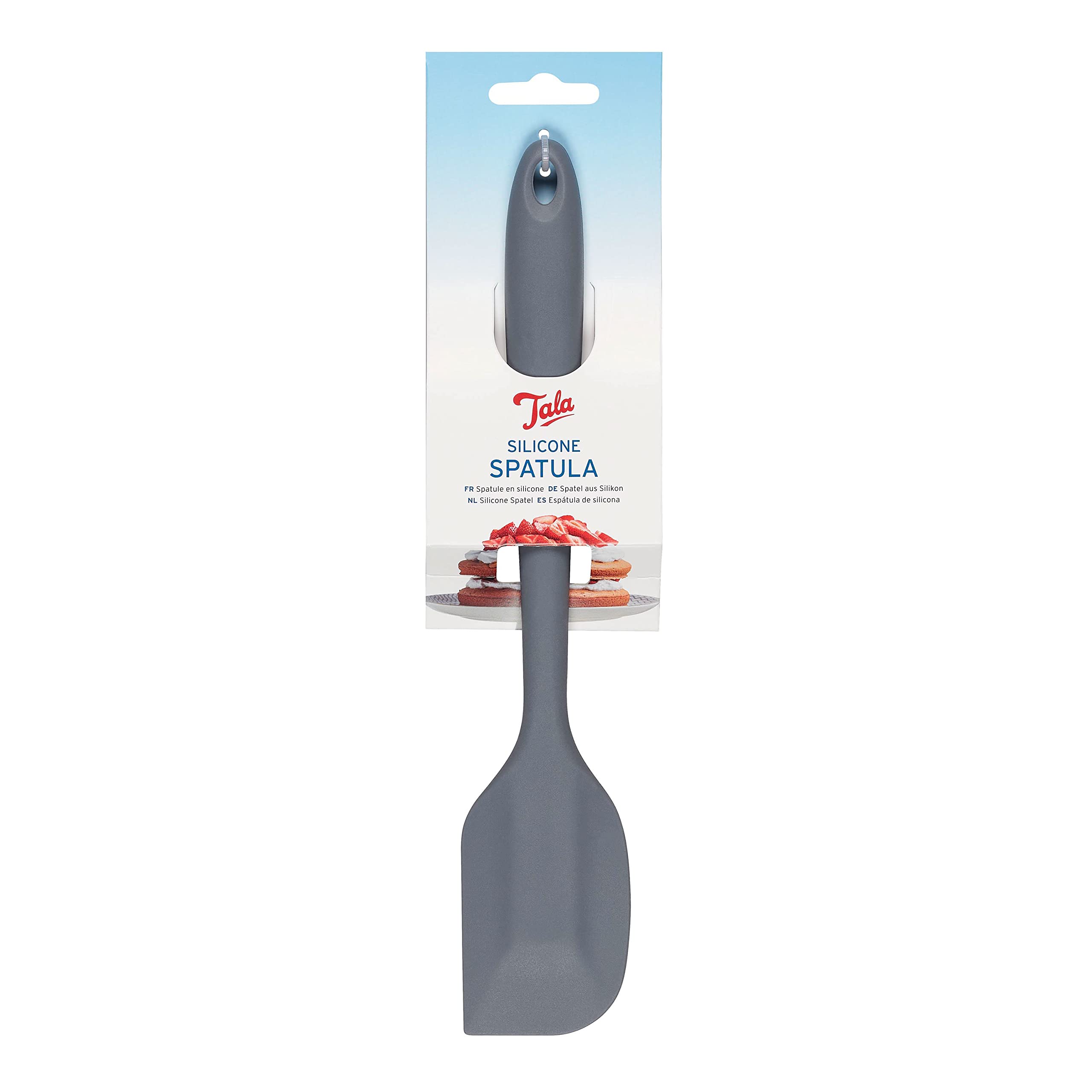 Tala Silicone Flat Spatula in Grey Colour, Heat Resistant up to 240 Degrees and Ideal for Serving All Tasks of Sauces and Soups, Ideal to Use with Non-Stick Cookware, Dishwasher Safe