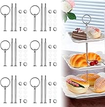 DTYGUIXE 6 Pack Cake Stand Rods Set Vintage Metal Rod 3 Tiers Wedding Cake Stand Cake Stand Cake Sticks for Cakes, Fruit Trays, Chocolates, Sweets (Silver)