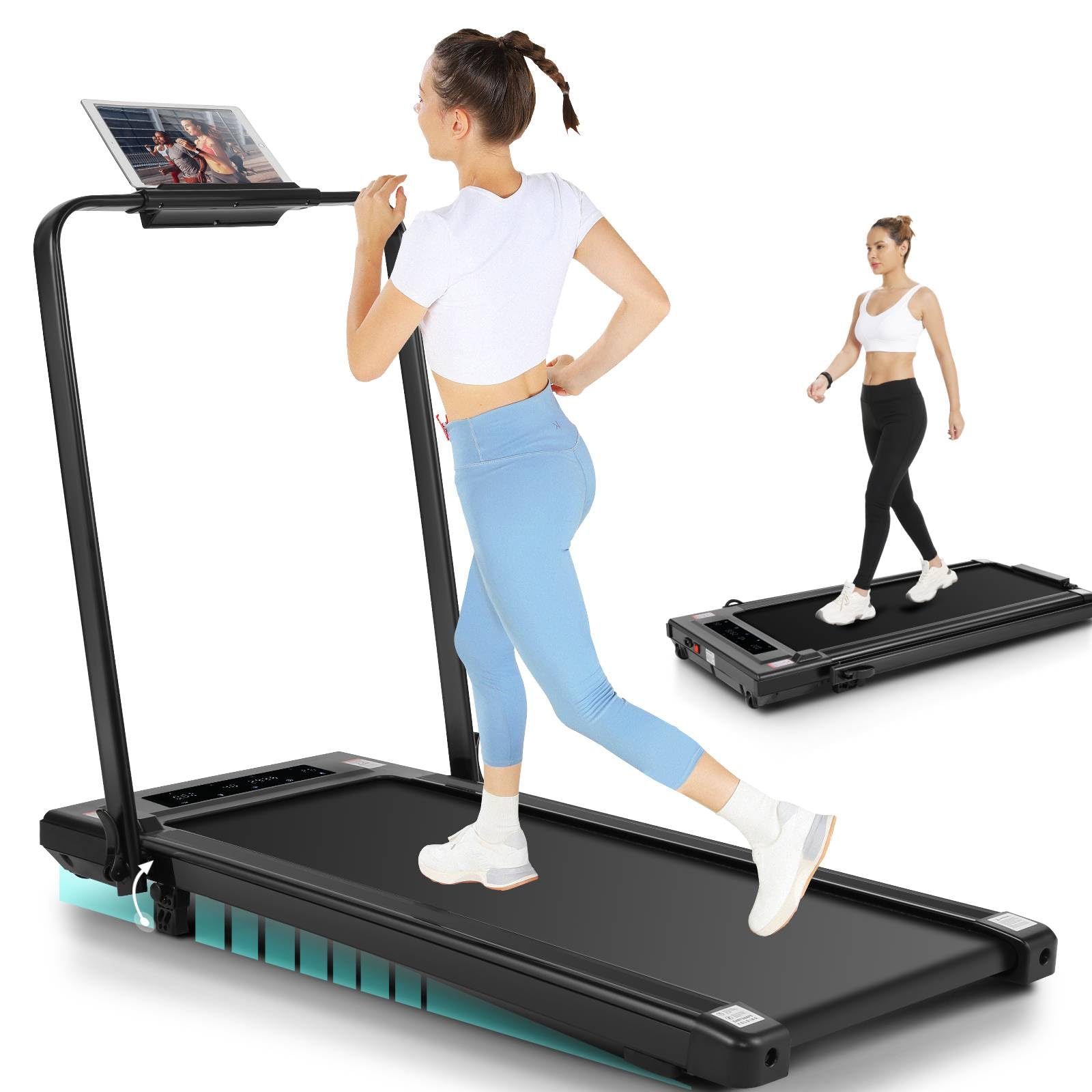 ANCHEER Under Desk Treadmill, 300 lb Capacity Walking Pad Treadmill with Incline& Remote Control, 3-Ways Control Compact Folding Treadmill for Home/Office/Gym, A Series 4