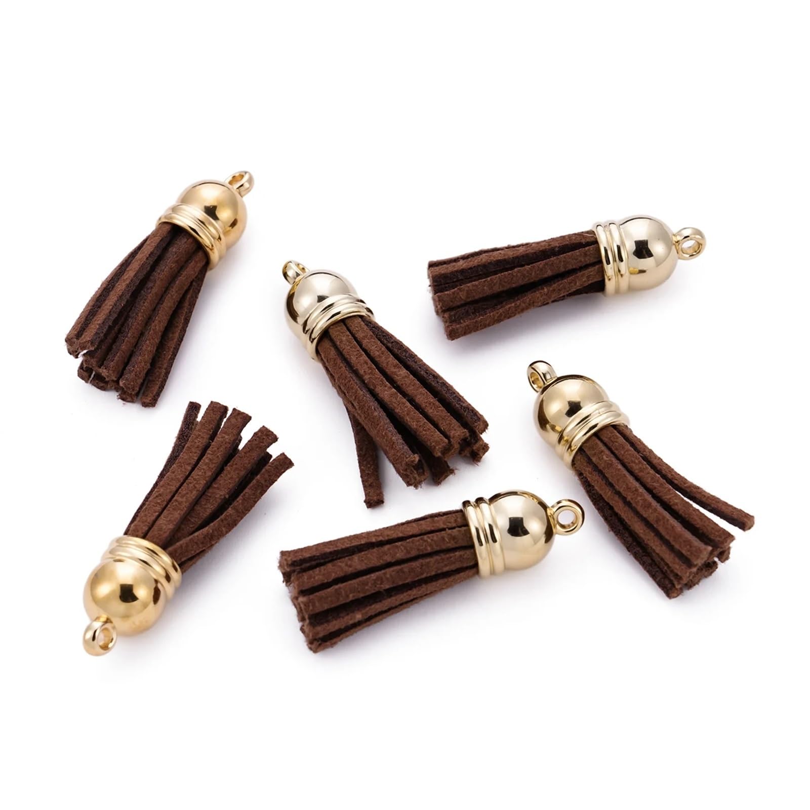 Suede Faux Leather Tassels 200 pcs/Lots Tassel Synthetic Suede Faux Leather Charms For DIY Keychain Earrings Necklace Bracelet Jewelry Making Supplies(Brown)