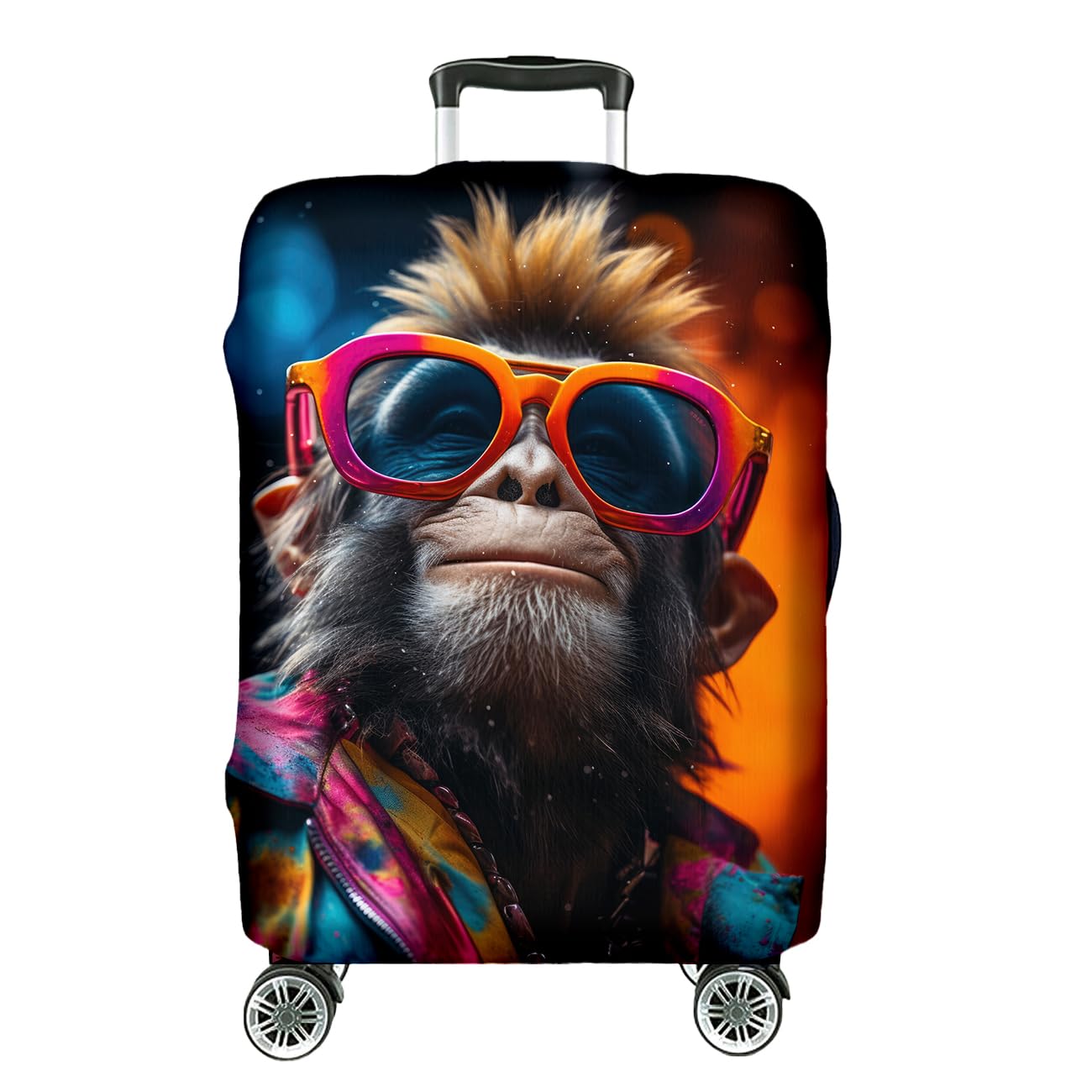 Ferocity Copertura per valigia 27-31 pollici, coperchio custodia bagaglio da viaggio, elastica, lavabile, protezione per fodera per valigia, antigraffio, grande L, Sunglass Monkey [083]