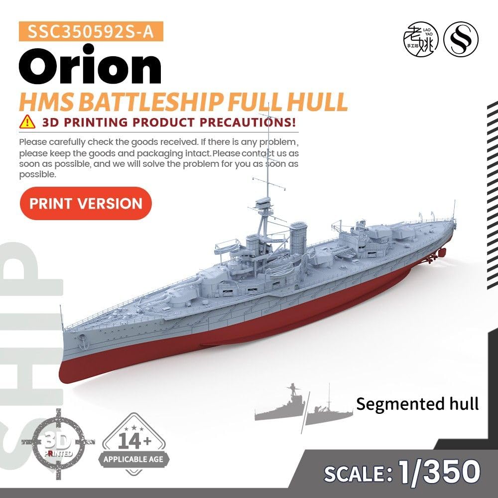 Zestaw niepomalowanego modelu wojskowego 1/350 do pełnego kadłuba pancernika HMS Orion