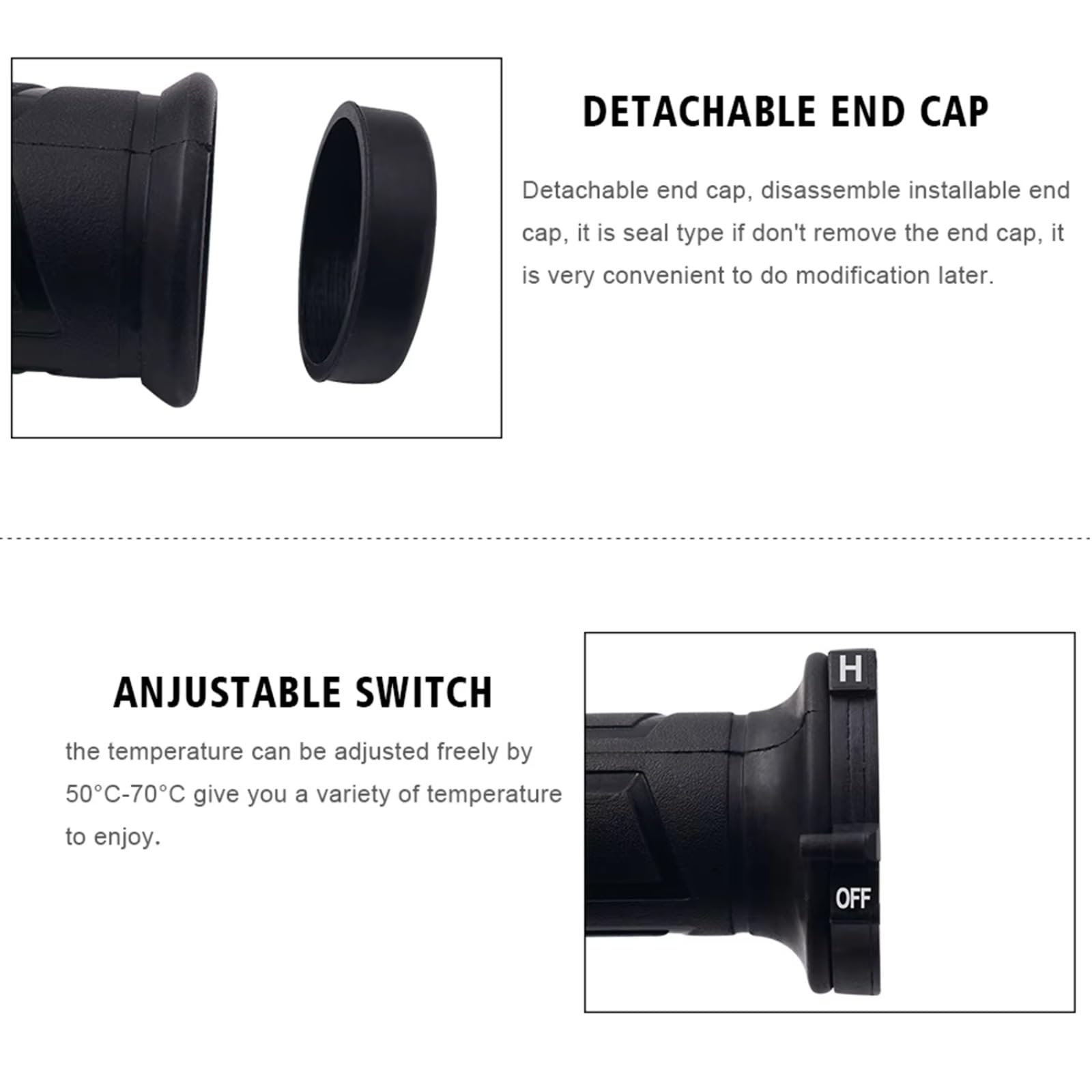 Empuñaduras Motocicleta Cubierta Agarre Antivibración 5 Etapas Fundas manillar motocicleta | Empuñaduras manillar calefactables calentador ajustable 5 etapas cubierta agarre antivibración Scooter