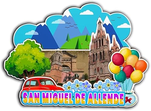 Imán de San Miguel de Allende México para nevera de madera 3D, monumentos de viaje, coleccionables, recuerdos, decoración hecha a mano -2315