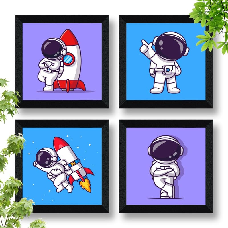 SAF paintings set of 4 cartoon for kid's room decor modern art Wall Decor Premium Framed Paintings for Bedroom Room Living Room - Framed Wall Posters SANFSD145A