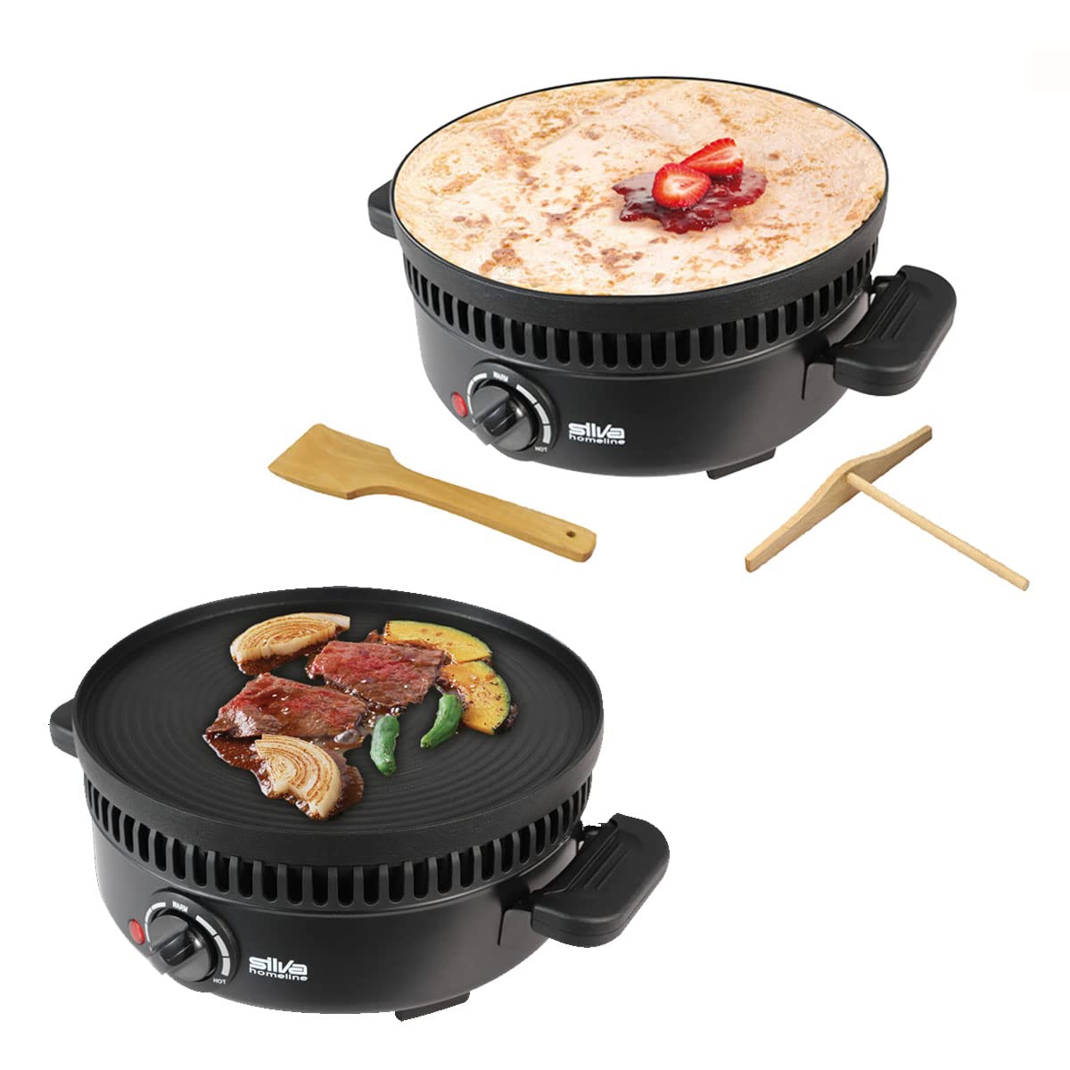 Silva Homeline PK-M 800 Multiröster mit Wendegrillplatte, 600 W, schwarz