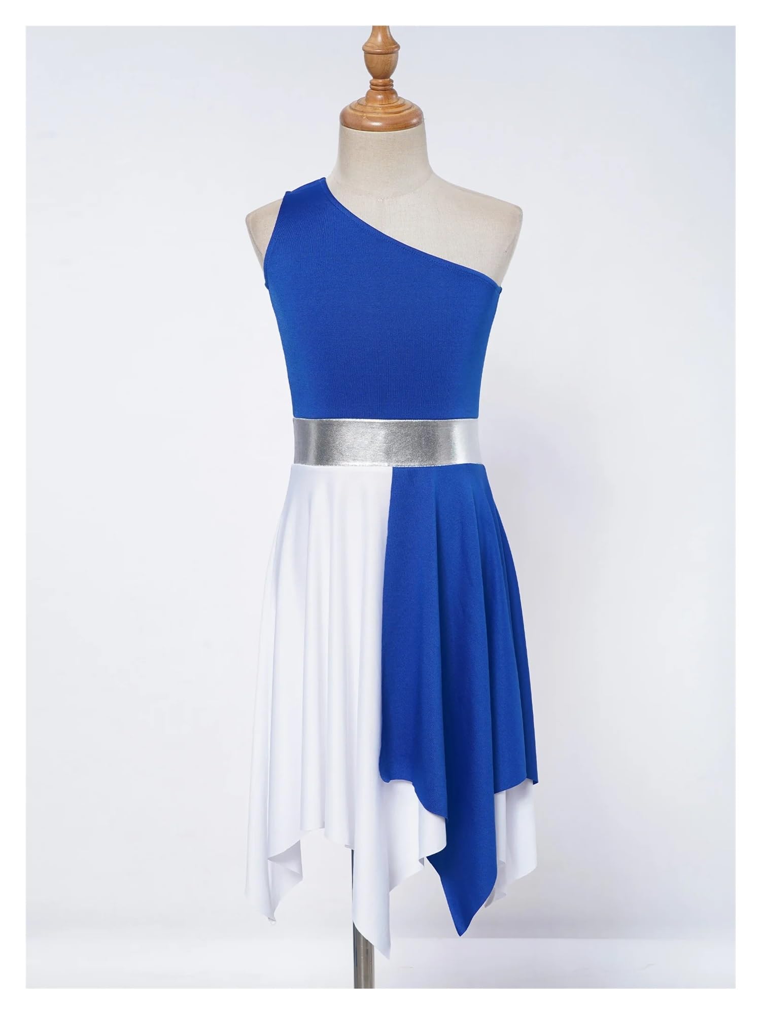 Vestido De Patinaje ArtíStico Traje de baile lírico for niña, de un solo hombro, asimétrico, moderno, for danza de alabanza, for adoración, ropa de baile litúrgico, patinaje sobre hielo Para ArtíStico