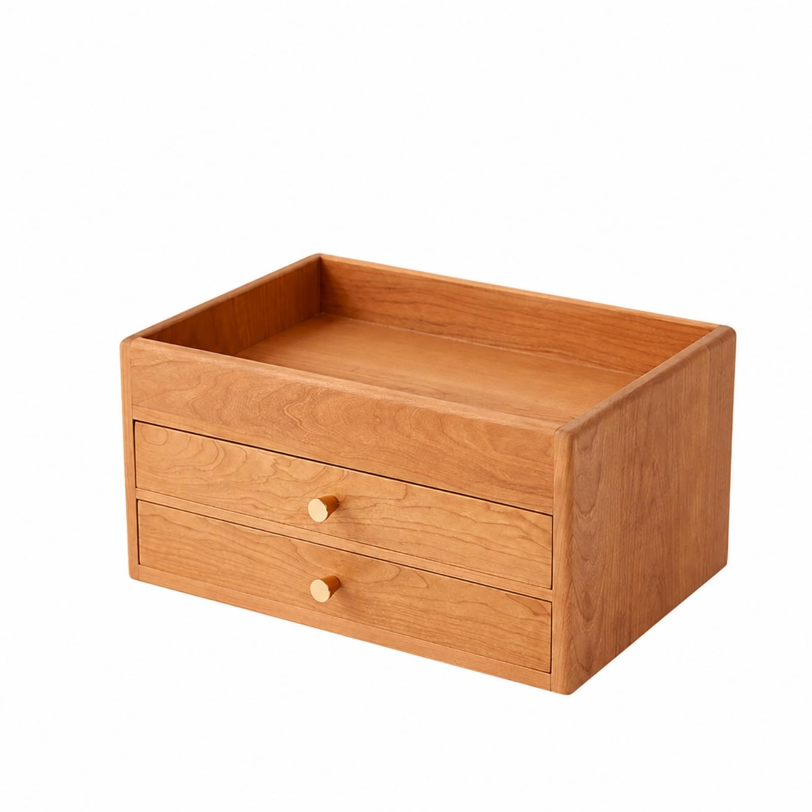 Cassettiera da Scrivania in Legno di Ciliegio Pratico Cassettiera con Due Cassetti e Scomparto Aperto Resistente Contenitore per Ufficio