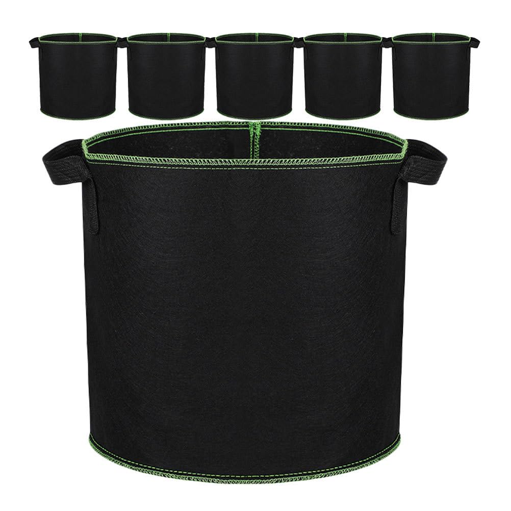 CAXUSD 6 Pack Nonwoven Fabric Grow Bags 5 Gallon Heavy Duty Planting Buckets with Double Handles Breathable Felt Pots for Vegetables Fruits Seedlings