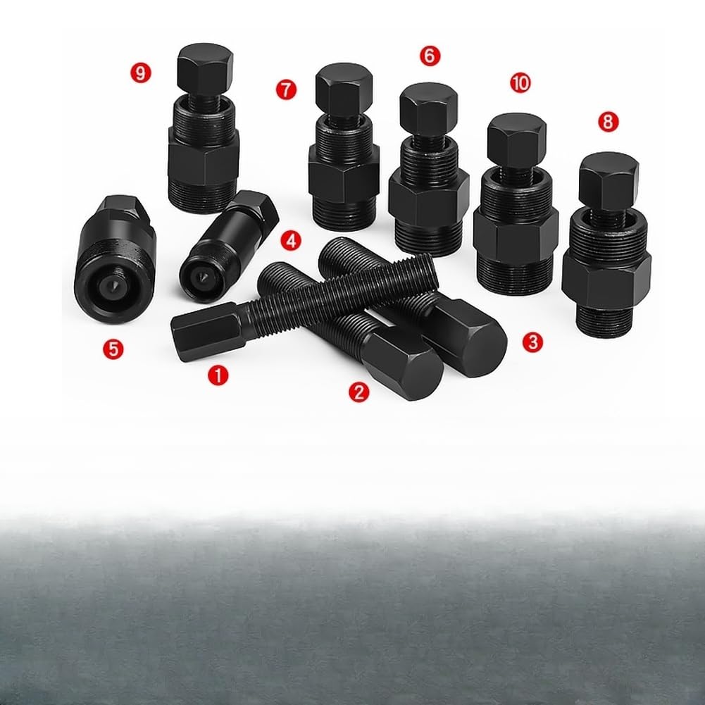 Juego de herramientas para extractor magneto, 10 piezas, de acero 45#CR, para desmontaje del volante, tratado térmicamente con cabeza hexagonal para una reparación segura del motor, color negro