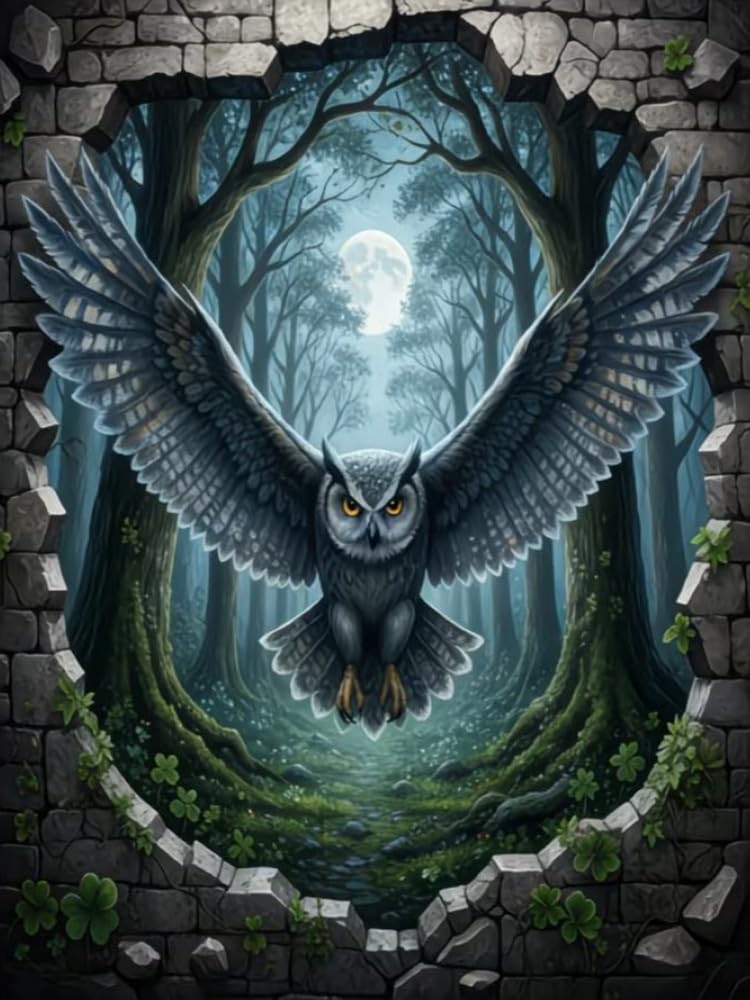 COKYIS Cross Stitch Kits for Adults Stamped 11CT Printed Cross Stitch Kit Hunting owl Counted Embroidery Kits for Beginner Wall Art Home Decoration 40x50cm