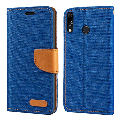 Custodia Flip in Tessuto Oxford e Pelle PU Compatibile con Asus Zenfone 5z ZS620KL, Cover Protettiva con Chiusura Magnetica e Tasche per Carte