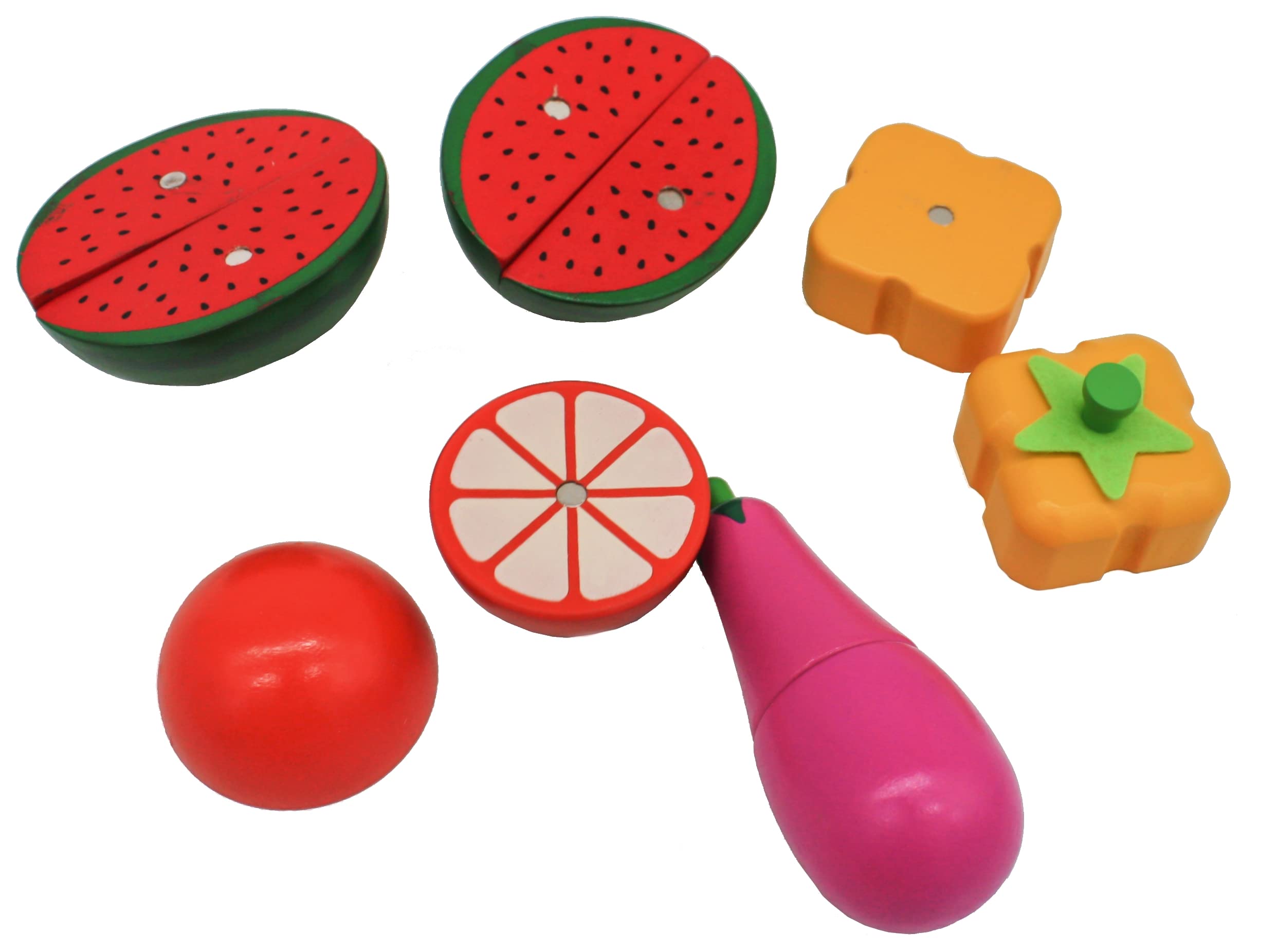 Mamabrum Frutas y Verduras Juguete - Set de Comida Madera con 17 Elementos Magnéticos - Comida de Juguete para Cocinita Infantil con Tabla, Cuchillos y Caja Almacenamiento - 3+ Años