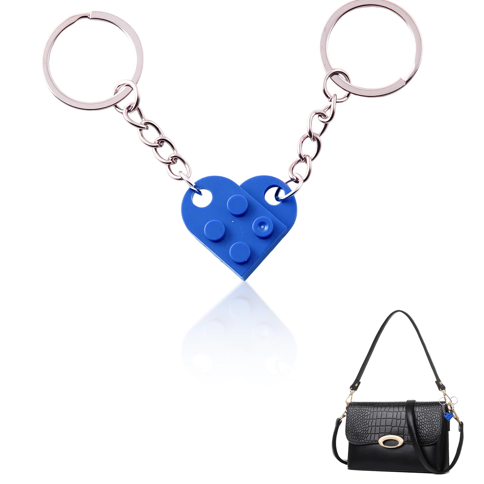 Pryon Unisex Blue Heart Keyring,Valentines Gifts Cute Keychain Gift Keyrings Valentine's Day Personalised Love Couple Funny Matching Keychains Custom Rings Red,For Her Him Girlfriend Boyfriends Men Women (Blue)