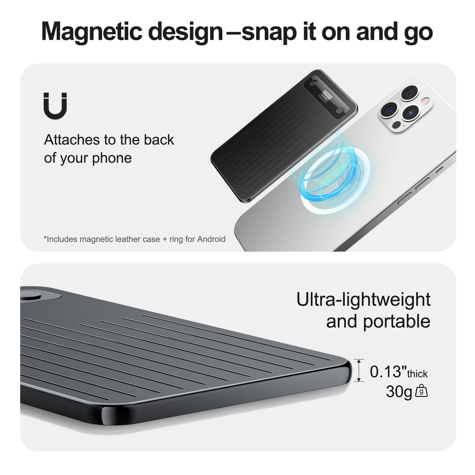 Note Pro AI Voice Recorder, 64GB AI Recorder mit Transkription, Echtzeitübersetzung 100 Sprachen, AI-Meeting-Minuten & Mind Maps, magnetisches Design, 400-mAh-Akku