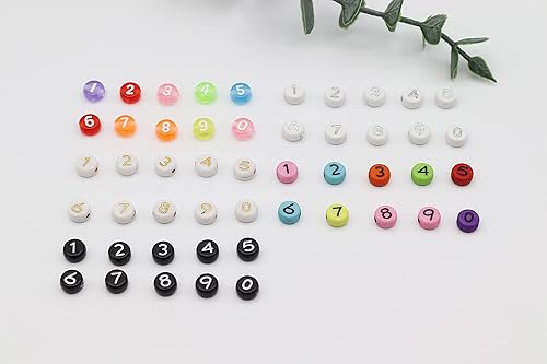 Miniatura 3 de 1000 cuentas de números acrílicos de 5 colores para hacer pulseras, 0-9 cuentas redondas mixtas de números para manualidades, aretes, pulseras,