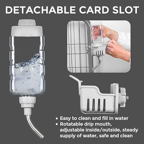 Miniatura 4 de Dispensador de agua para perros para jaula a prueba de fugas, botella de agua de alimentación automática para perros y conejos Diámetro de la