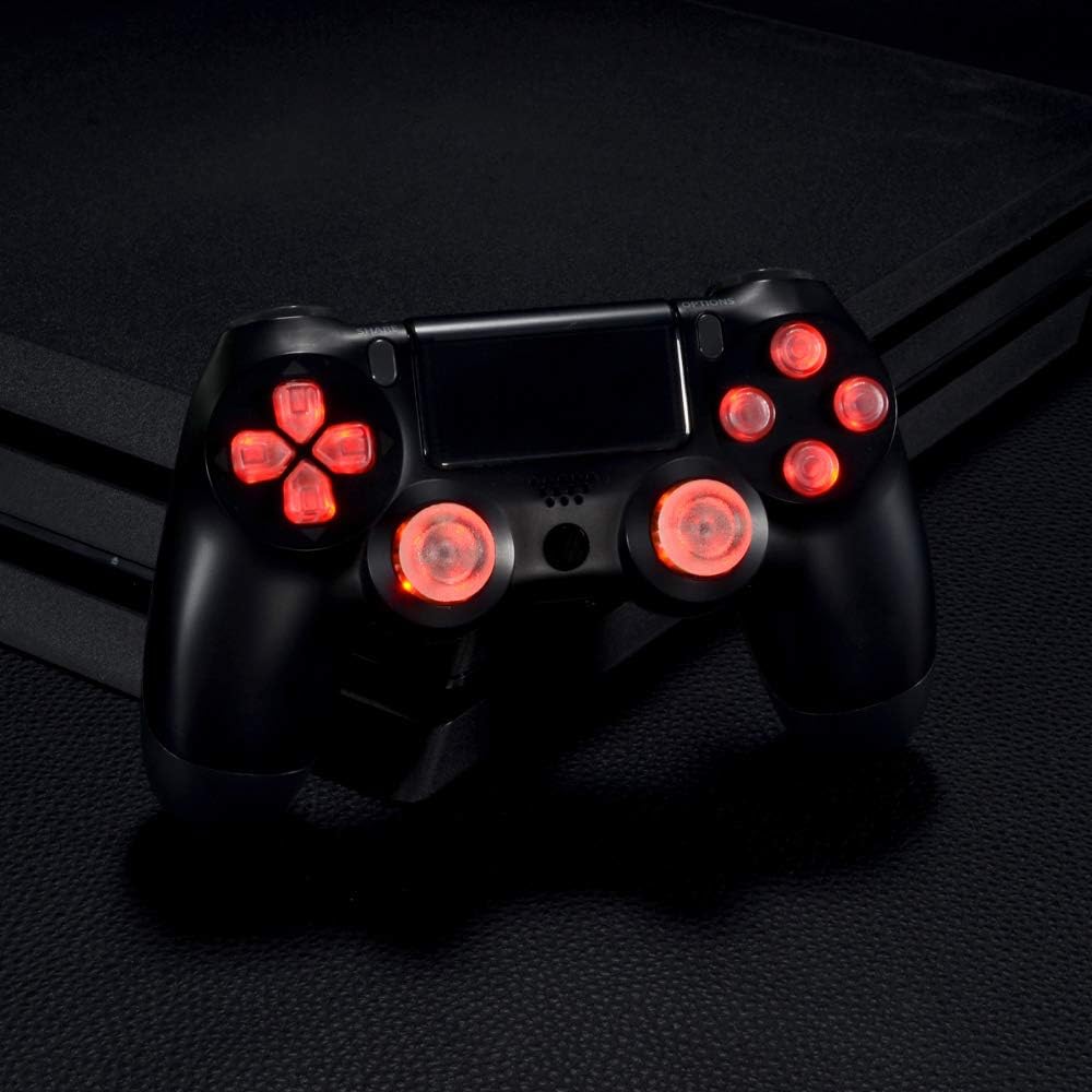 eXtremeRate 7 Colors 9 Modes Touch Control Multi-Colors Luminated D-pad Thumbsticks Face Buttons (DTF) LED Kit for PS4 PS4 Pro PS4 Slim Controller