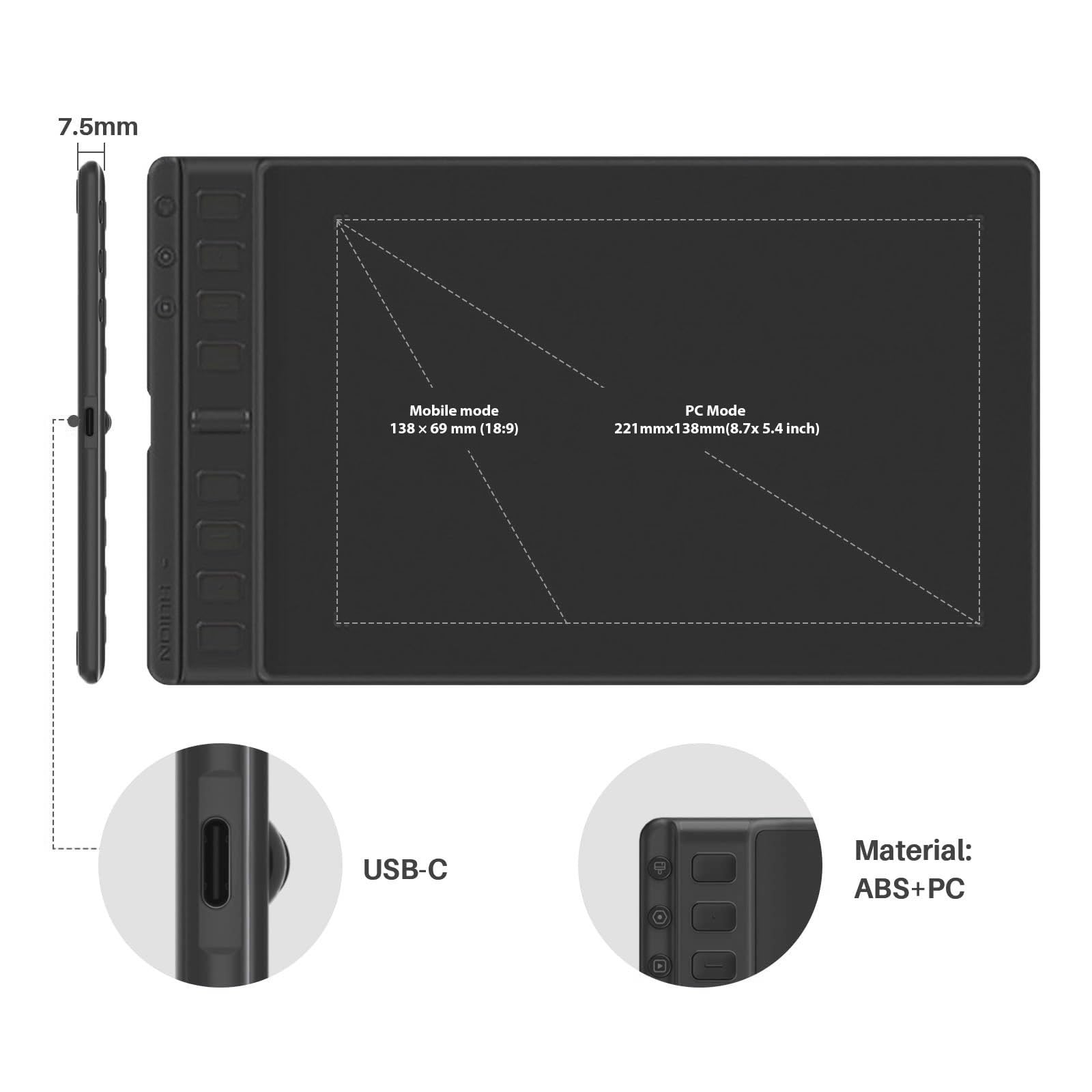 H951P Ergonomico Digitale Penna Grafica Compresse Personalizzabili Scorciatoia Multipli Compatibilità OS Per Creatori Multipli OS Disegno Tablet