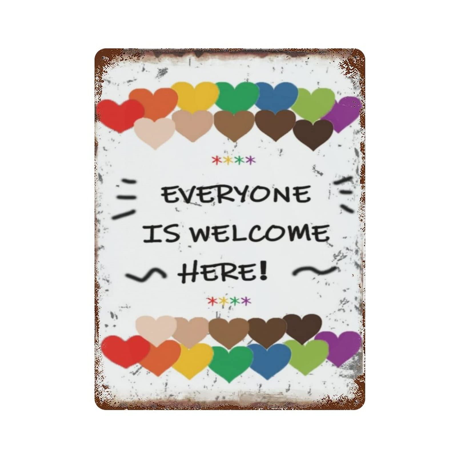 AOOEDM Everyone Is Welcome Here Metal Sign for Home Coffee Garage Wall Decor Vintage Poster Bar Signs for Home Bar Retro Metal Tin Sign