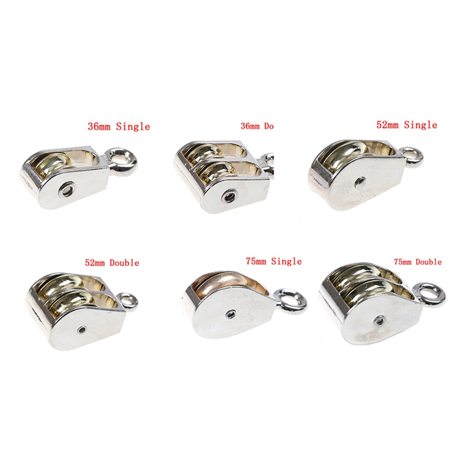 1PCS 36/52/75mm Metal Sheave Zinc Alloy Fixed Pulley Crown Block and Tackle Lifting Wheel Mini Single/Double Pulley for DIY(Single Pulley 36mm)