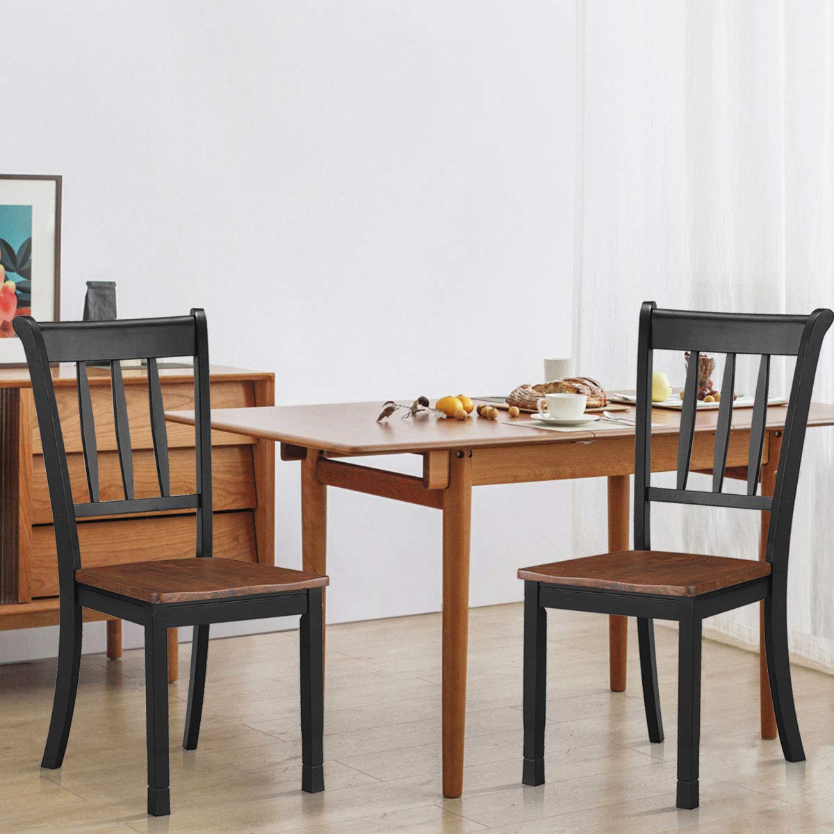 Amazon.com - Giantex Wood Dining Chairs Set of 4, Armless Kitchen