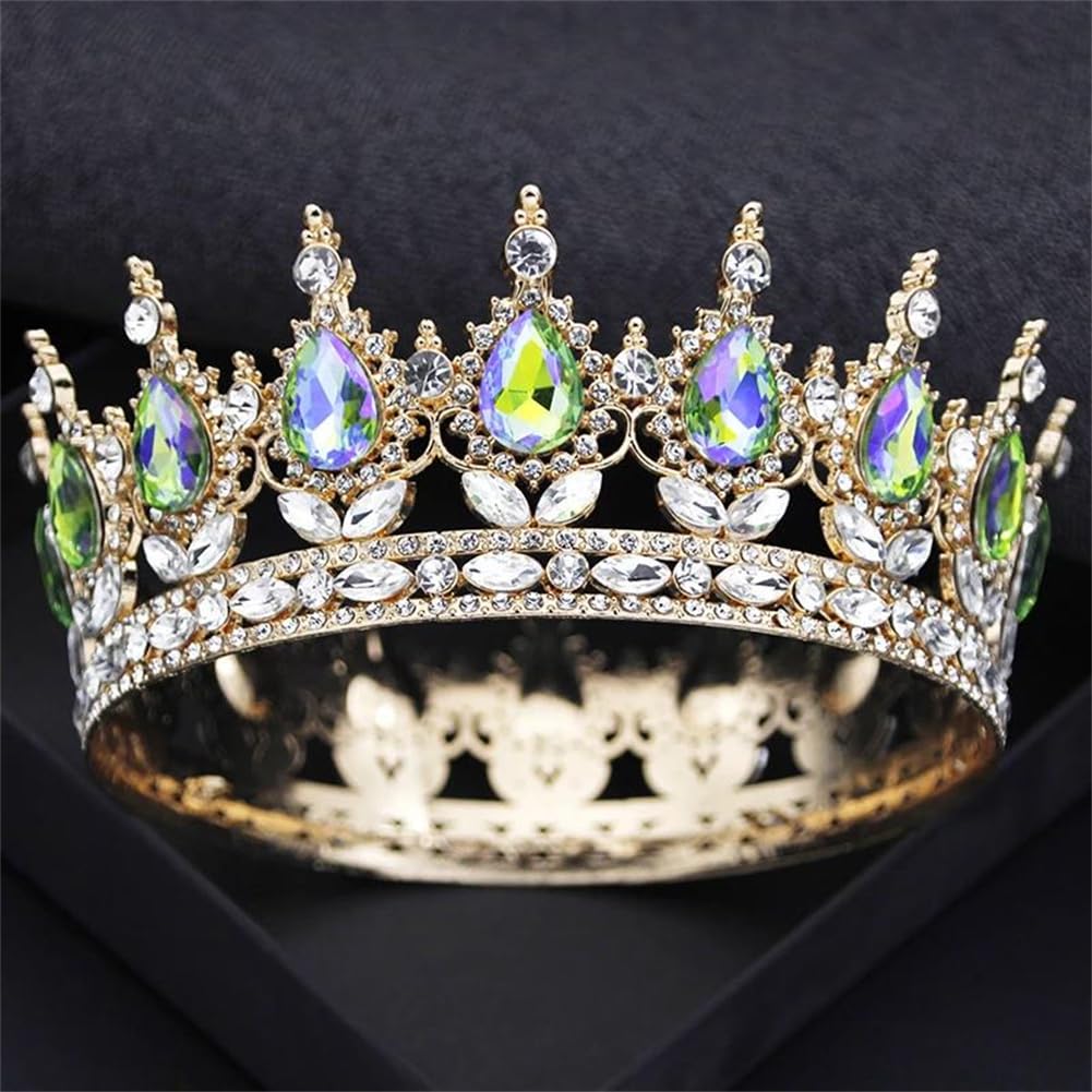 LNNSHX Diademe und Kronen für Damen, Strasssteine, Abschlussball, Hochzeit, Party, volles rundes Diadem, Braut-Haarschmuck