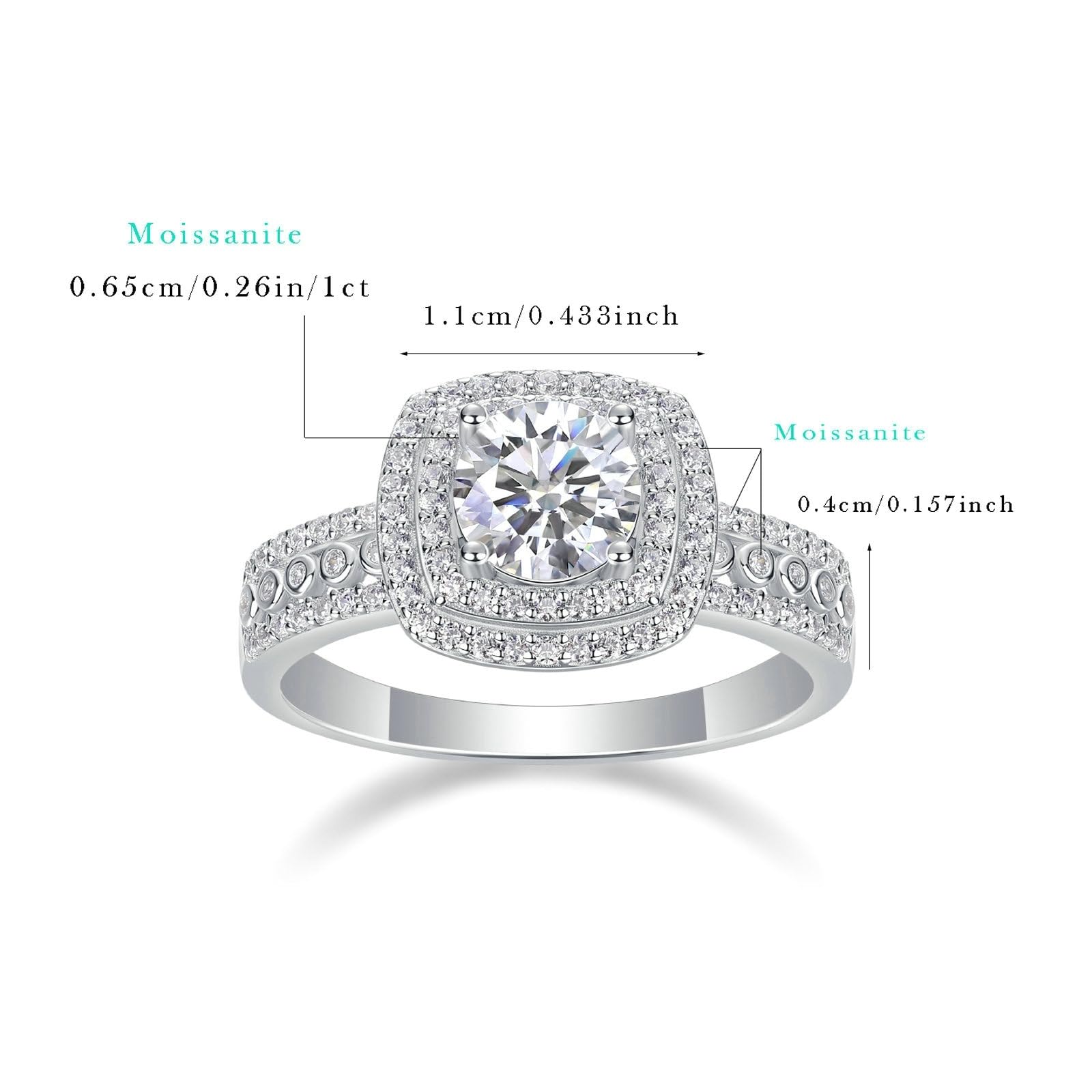 9K 14K 18K białe złoto pierścionek zaręczynowy damski pierścionek Promise 6,5 x 6,5 mm Moissanit Def 1ct Moissanit