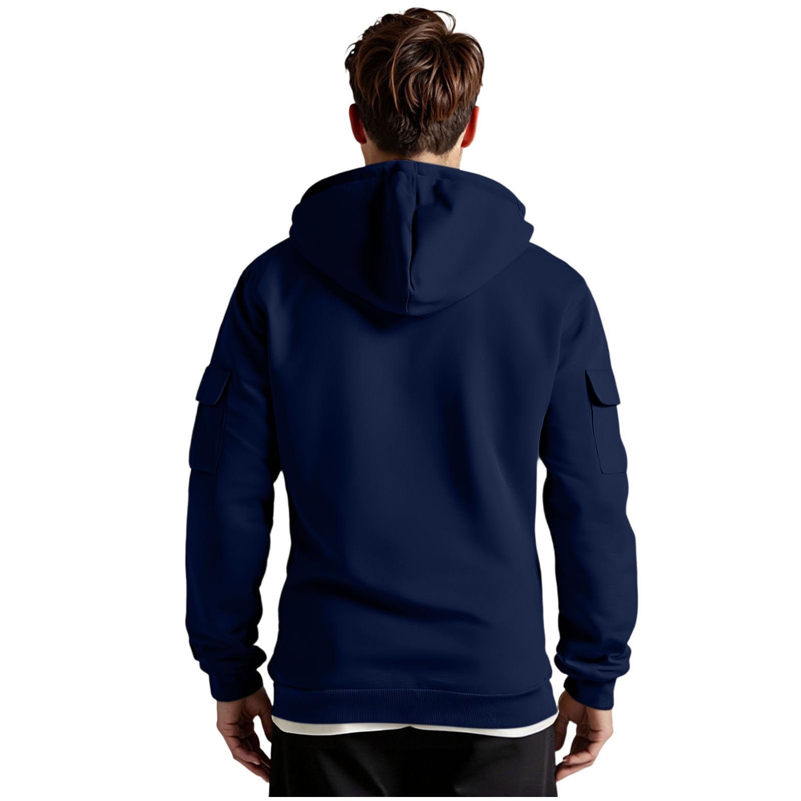 Sweat A Capuche Homme Grande Taille,Pull À Capuche Homme Zippé,Veste Hommes Hiver 2025 Col Roulé,Sweat-Shirt De Travail pour Hommes Plusieurs Poches,Gilet Fermeture Éclair Rétro