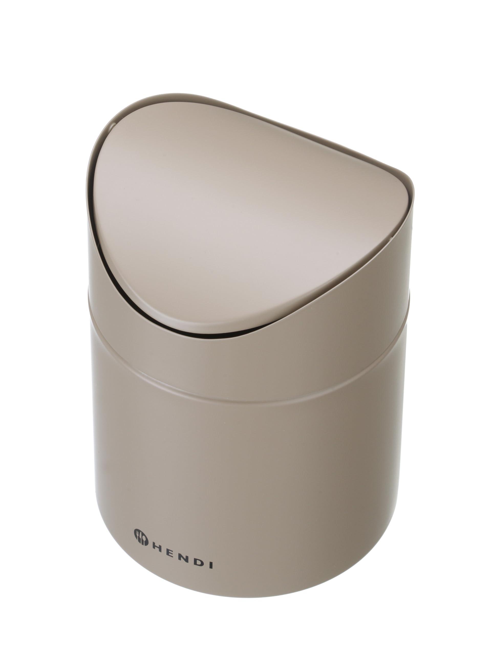 HENDI Cestino da tavolo con coperchio a bilico, 1,2 L, in metallo verniciato a polvere, ø120x(H)165mm, beige
