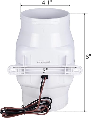 Miniatura 2 de NovelBee Marine - Ventilador eléctrico de 24 V de 4 pulgadas en línea, ventilador de escape en línea de 270 CFM para barco