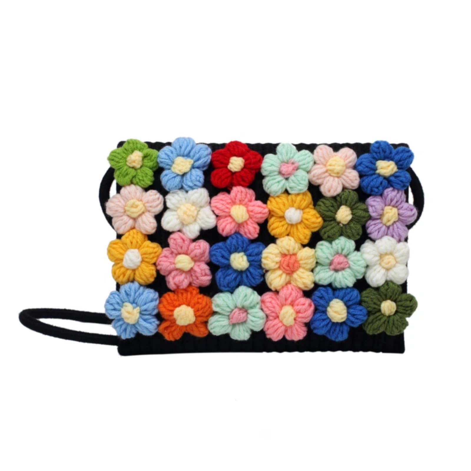 JOPOYOCO Gewebte Damen-Umhängetasche, florale Clutch, große