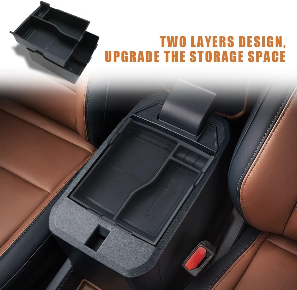 TripleAliners Two-Layer Console Organizer for 2022+ Maverick (Lthr Black) image 2