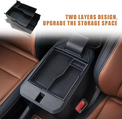 Miniatura 2 de TripleAliners Organizador de consola central Maverick 2022 2023, accesorios interiores de dos capas, caja de almacenamiento secundaria compatible
